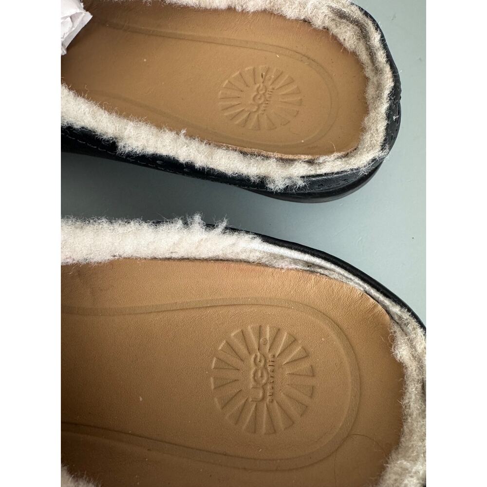 UGG Black Leather Shearling-Lined Clogs - Picture 5 of 8